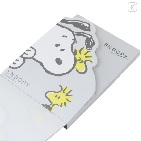 Japan Peanuts Diecut Mini Notepad - Snoopy & Woodstock / Grey - 2