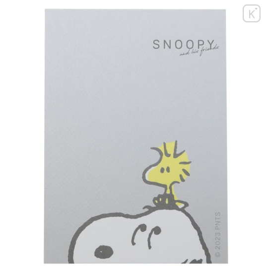 Japan Peanuts Diecut Mini Notepad - Snoopy & Woodstock / Grey - 3