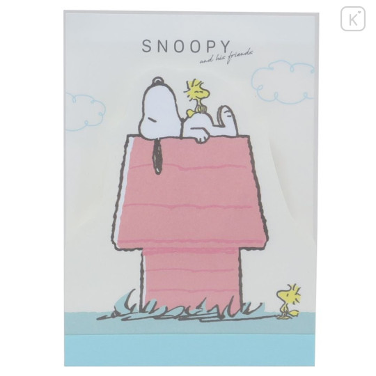 Japan Peanuts Mini Notepad - Snoopy & Woodstock / House - 1