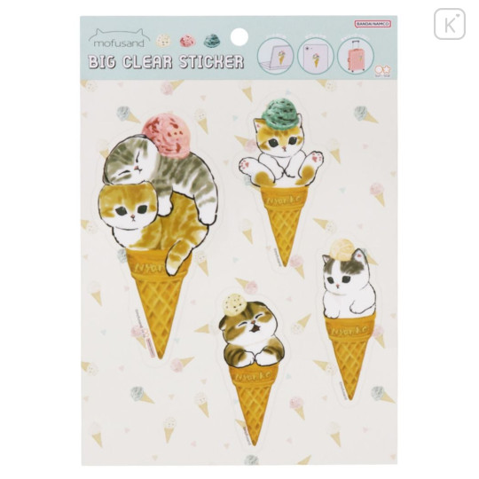 Japan Mofusand Big Vinyl Deco Sticker - Cat / Ice Cream - 1