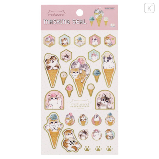 Japan Mofusand Masking Seal Sticker - Cat / Ice Cream - 1