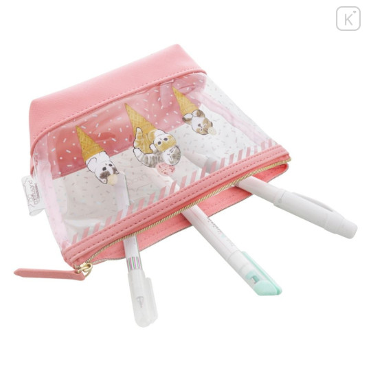 Japan Mofusand Clear Pouch - Cat / Ice Cream - 4