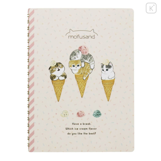 Japan Mofusand A5 Twin Ring Notebook - Cat / Ice Cream - 1