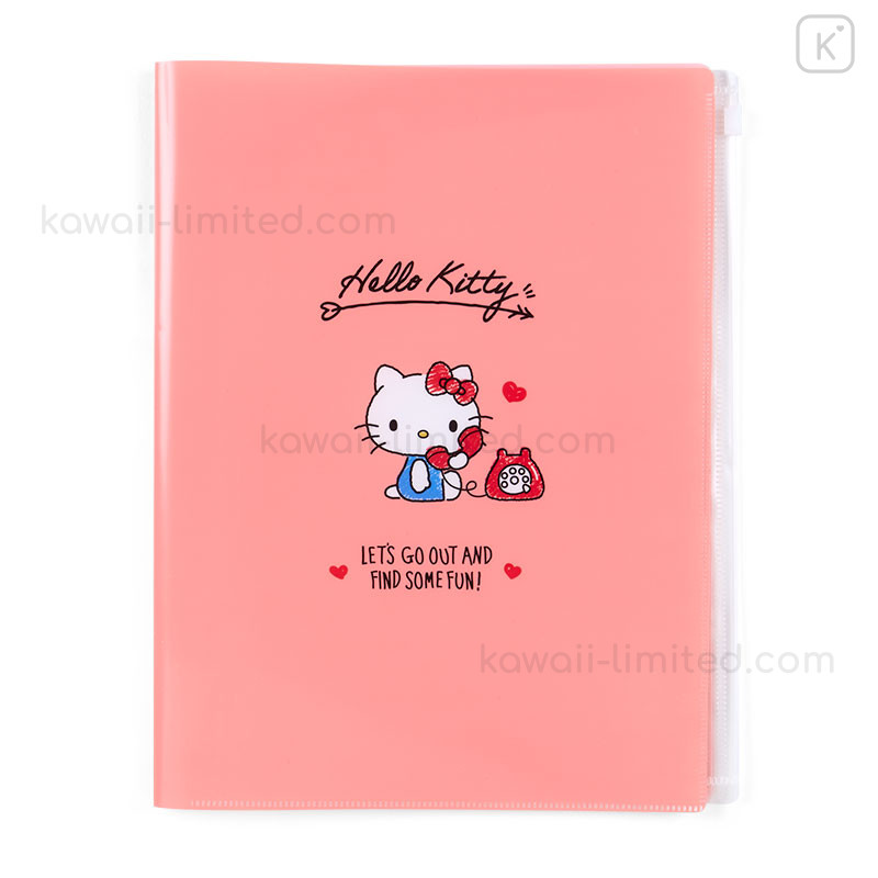 Japan Sanrio Original A4 Zipper Closure 6-Pocket Clear File - Hello Kitty