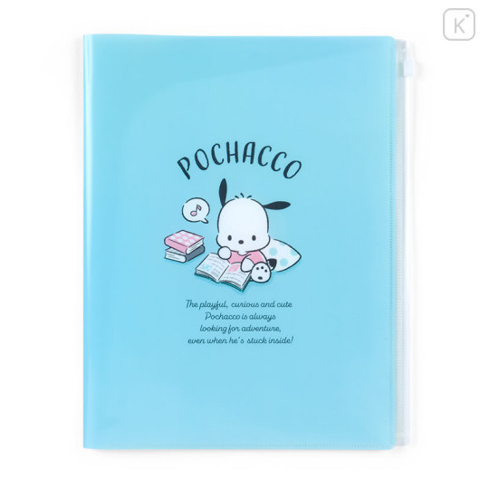 Japan Sanrio Original A4 Zipper Closure 6-Pocket Clear File - Pochacco - 1