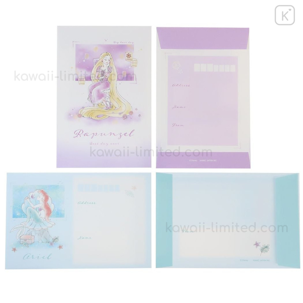 New Disney Princess Letter Set Stationery & Envelope Set Ariel Rapunzel  Belle