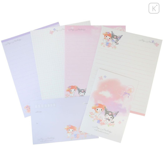 Japan Sanrio Letter Set - Kuromi & Melody / Fluffy Cloud & Flora - 1
