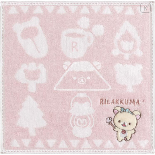 Japan San-X Mini Towel with Appliqué - Rilakkuma / Sun Camping B - 1
