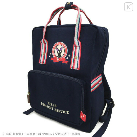 Japan Ghibli Embroidery Backpack Bag - Kiki's Delivery Service / Jiji Navy - 1