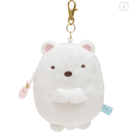 Japan San-X Plush Pass Case with Reel - Sumikko Gurashi / Shirokuma - 1