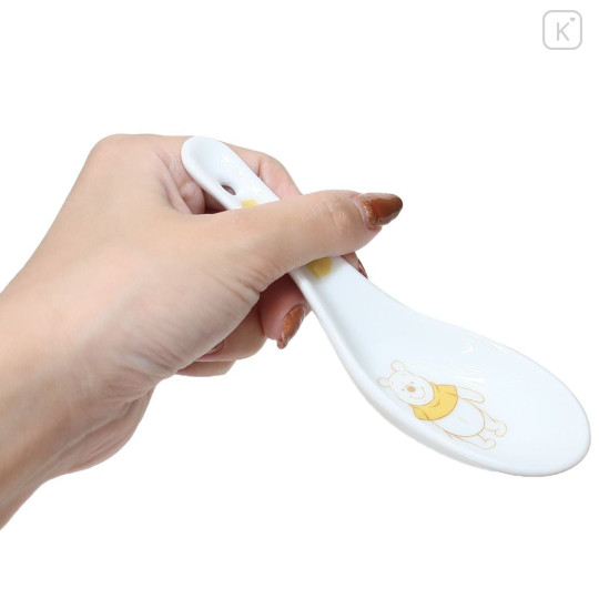 Japan Disney Ceramic Spoon - Winne The Pooh / White - 2