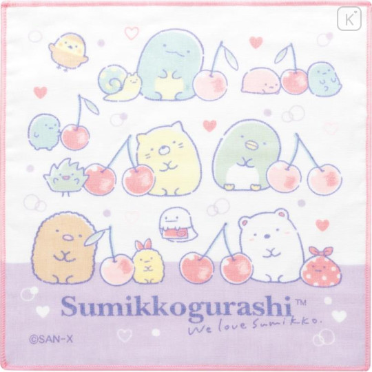 Japan San-X Mini Gauze Handkerchief 3pcs Set - Sumikko Gurashi / Gingham - 3