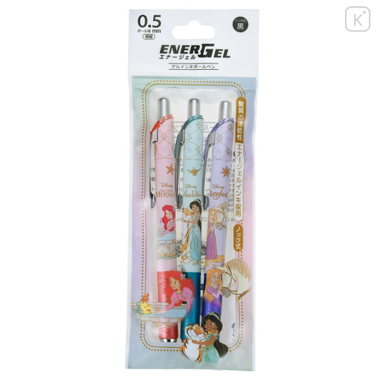 Japan Disney Store EnerGel Gel Pen Set - Princess Ariel, Jasmine, Rapunzel - 1