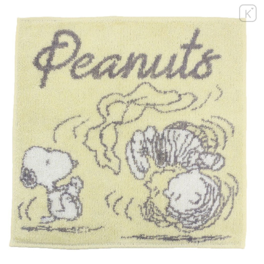 Japan Peanuts Wash Towel Handkerchief - Snoopy / Yellow & Grey - 1