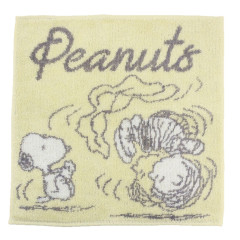 Japan Peanuts Wash Towel Handkerchief - Snoopy / Yellow & Grey