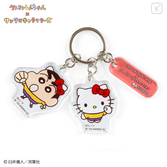 Japan Sanrio × Crayon Shin-chan Acrylic Keychain - Hello Kitty & Shin-chan - 1