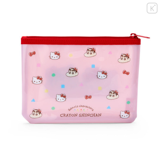 Japan Sanrio × Crayon Shin-chan Embroidery Pouch - Hello Kitty & Shin-chan - 2