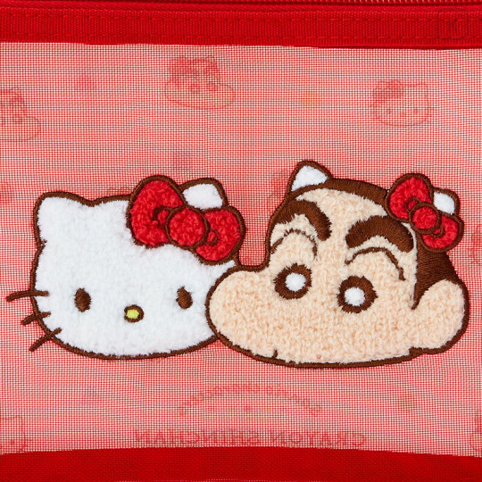 Japan Sanrio × Crayon Shin-chan Embroidery Pouch - Hello Kitty & Shin-chan - 3