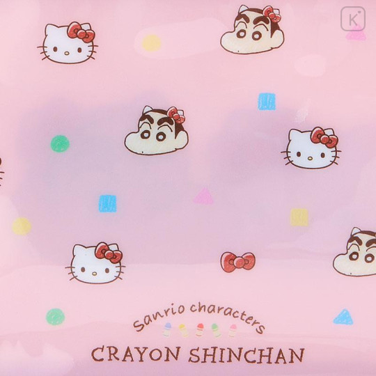 Japan Sanrio × Crayon Shin-chan Embroidery Pouch - Hello Kitty & Shin-chan - 4