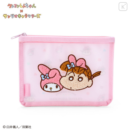 Japan Sanrio × Crayon Shin-chan Embroidery Pouch - My Melody & Nene-chan - 1