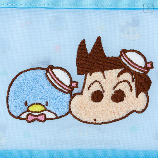 Japan Sanrio × Crayon Shin-chan Embroidery Pouch - Tuxedosam & Kazama-kun - 3