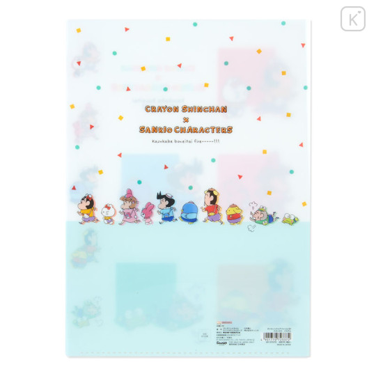 Japan Sanrio × Crayon Shin-chan 5 Pockets A4 Clear File - Pastel - 2