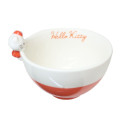 Japan Sanrio Ceramic Bowl with Nokkari Figure - Hello Kitty / Red & White - 1