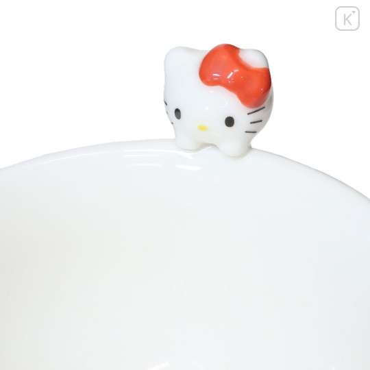 Japan Sanrio Ceramic Bowl with Nokkari Figure - Hello Kitty / Red & White - 3