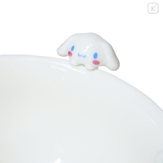Japan Sanrio Ceramic Bowl with Nokkari Figure - Cinnamoroll / Blue & White - 3