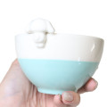 Japan Sanrio Ceramic Bowl with Nokkari Figure - Cinnamoroll / Blue & White - 4