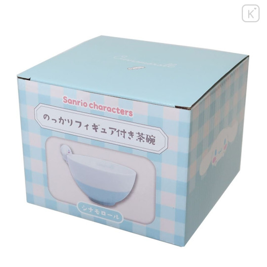 Japan Sanrio Ceramic Bowl with Nokkari Figure - Cinnamoroll / Blue & White - 5