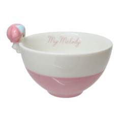 Japan Sanrio Ceramic Bowl with Nokkari Figure - My Melody / Pink & White