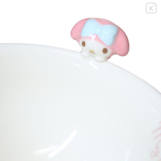 Japan Sanrio Ceramic Bowl with Nokkari Figure - My Melody / Pink & White - 3