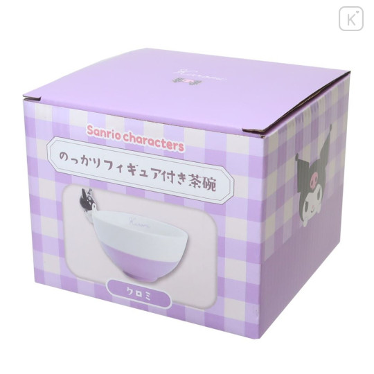 Japan Sanrio Ceramic Bowl with Nokkari Figure - Kuromi / Purple & White - 5