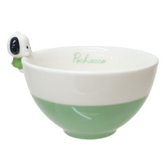 Japan Sanrio Ceramic Bowl with Nokkari Figure - Pochacco / Green & White