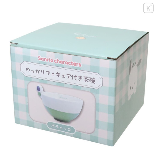 Japan Sanrio Ceramic Bowl with Nokkari Figure - Pochacco / Green & White - 5