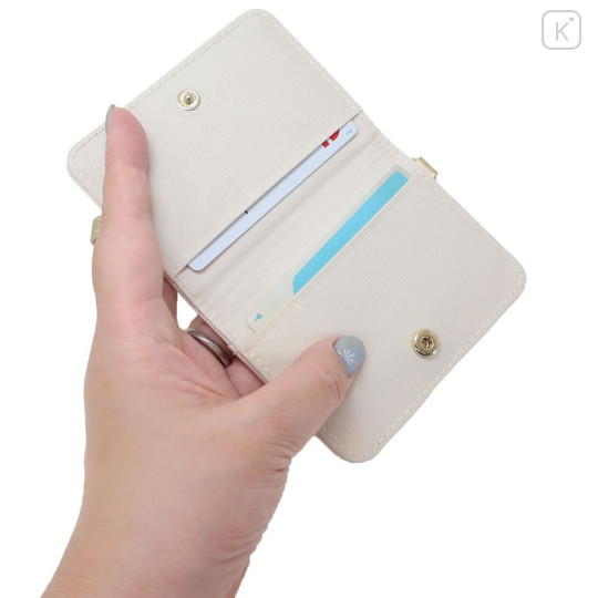 Japan Peanuts Fold Pass Case with Reel - Snoopy : Dreamy Beige - 3