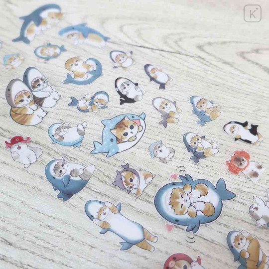 Japan Mofusand Clear Seal Sticker - Cat / Shark - 2