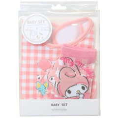 Japan Sanrio Bib & Socks Set - My Melody / Pink Stripe