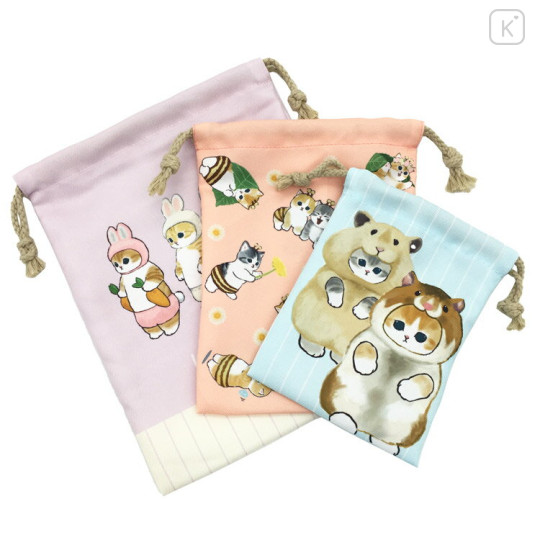 Japan Mofusand Drawstring Bag Set - Cat / Bunny Hamster Bee - 1