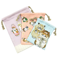 Japan Mofusand Drawstring Bag Set - Cat / Bunny Hamster Bee