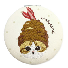 Japan Mofusand Pocket Compact Mirror - Cat / Tempura Hat