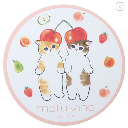 Japan Mofusand Water Absorption Coaster - Cat / Cherry Hat - 1