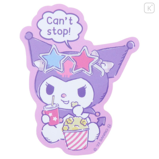 Japan Sanrio Vinyl Sticker - Kuromi / Cant Stop Popcorn - 1