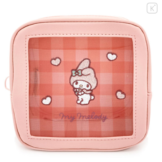 Japan Sanrio Multi Case Mesh Pouch - My Melody / Pink Stripe - 1