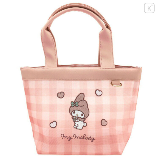 Japan Sanrio Mini Tote Mesh Bag - My Melody / Pink Stripe - 1