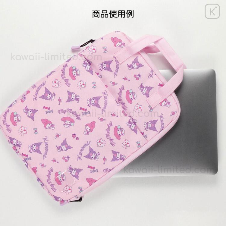 Japan Sanrio Tablet Gadget Multi Case 13 Inch - Kuromi & Meloy / Pink