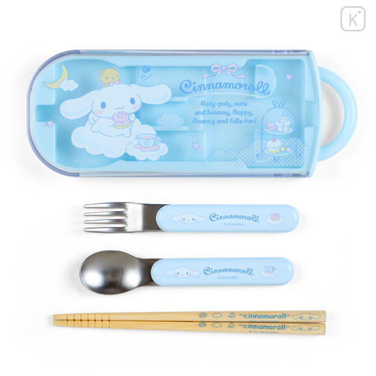 Japan Sanrio Original Bento Lunch Cutlery Set Spoon Fork Chopstick - Cinnamoroll - 1