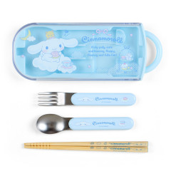 Japan Sanrio Original Bento Lunch Cutlery Set Spoon Fork Chopstick - Cinnamoroll