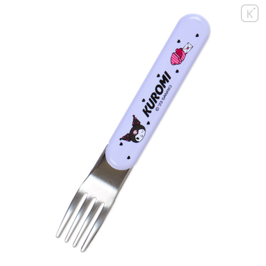 Japan Sanrio Original Bento Lunch Cutlery Set Spoon Fork Chopstick - Kuromi - 2